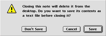 Warning dialog box example
